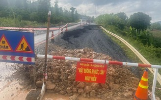 Sụt lún nghiêm trọng trên tuyến đường tránh tại Đắk Lắk