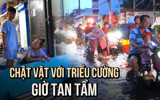 Triều cường đạt đỉnh: Người dân chặn bao cát, dựng vách ngăn nước tràn