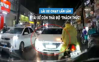 Bức xúc tài xế lái ô tô chạy lấn làn đường, quyết không nhường xe đúng luật