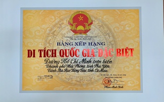 Đường Hồ Chí Minh trên biển được xếp hạng di tích quốc gia đặc biệt