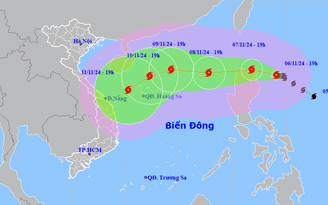 Bão Yinxing hướng thẳng biển miền Trung