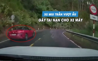 Bức xúc ô tô mui trần vượt ẩu trên đèo, gây tai nạn cho xe máy