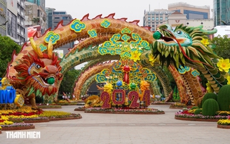 Cận cảnh linh vật rồng trên đường hoa Nguyễn Huệ gây 'sốt' mạng