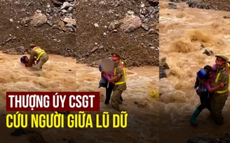 Thượng úy CSGT lao ra lũ dữ ở Hà Giang, cứu cả gia đình 3 người