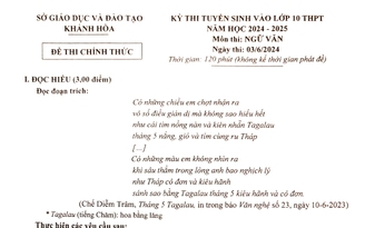 Gợi ý giải đề thi môn ngữ văn tuyển sinh lớp 10 tỉnh Khánh Hòa