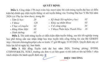 Trường ĐH Y Hà Nội công bố danh sách 178 thí sinh trúng tuyển diện tuyển thẳng