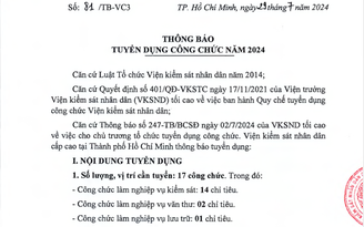 Viện KSND cấp cao tại TP.HCM tuyển công chức