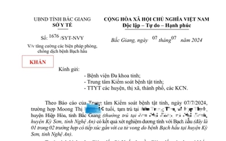 Bắc Giang cách ly ca bệnh bạch hầu, ngăn ngừa lây lan rộng