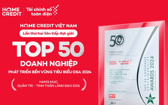 Home Credit được bình chọn trong Top 50 doanh nghiệp phát triển bền vững tiêu biểu 2024
