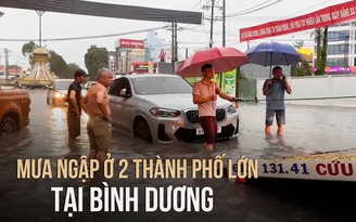 Bình Dương: Mưa ngập ở 2 thành phố, giao thông tắc nghẽn