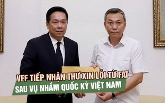 Lãnh đạo FAT tới trụ sở VFF, trao thư xin lỗi sau sự cố nhầm Quốc kỳ Việt Nam