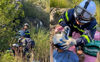 Cứu 2 cháu nhỏ bị rơi xuống hố sâu 3 m ở núi Trầm