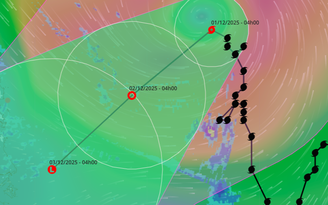 Bão số 15 (bão Koto) 'gần như đứng im', tiếp tục suy yếu, hướng vào miền Trung