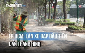 Làn xe đạp đầu tiên tại TP.HCM dần thành hình trên đường Mai Chí Thọ