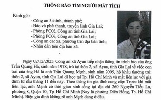 Nam sinh viên mất tích sau khi xin nhiều tiền từ gia đình