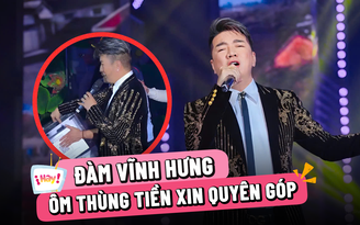 Đàm Vĩnh Hưng ôm thùng tiền xin quyên góp