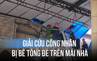 Gian nan giải cứu công nhân bị bê tông đè trên mái của một nhà hàng