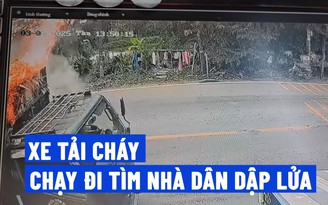 Mướt mồ hôi cứu xe tải bốc cháy trên đường vắng