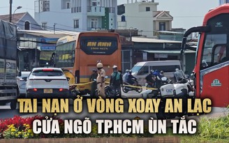 Tai nạn ở vòng xoay An Lạc, cửa ngõ phía tây TP.HCM ùn tắc