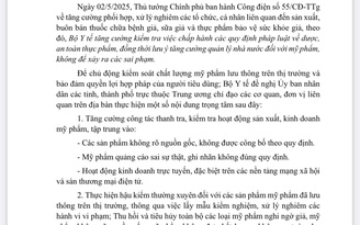 Thanh, kiểm tra trên cả nước về sản xuất, kinh doanh mỹ phẩm