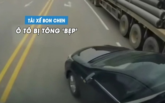 Ô tô con bị tông bẹp dúm vì tài xế 'bon chen'