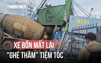 Xe bồn mất lái lao vào tiệm tóc, chủ tiệm thoát nạn vì đang nấu ăn