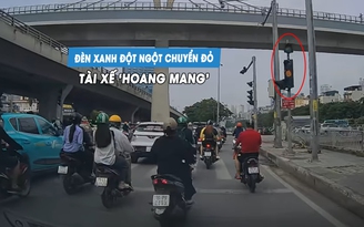 Tài xế giật mình phanh gấp vì đèn xanh còn gần 10 giây bất ngờ chuyển đỏ