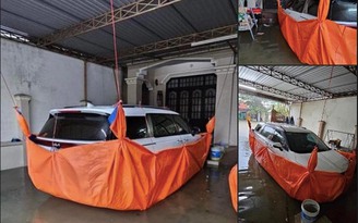 Muôn kiểu bảo vệ ô tô độc lạ của người Việt mùa mưa bão