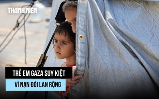Trẻ em Gaza lụi tàn giữa nạn đói