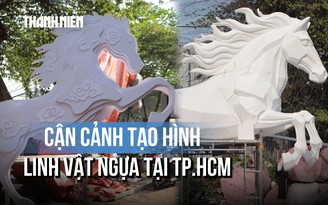 Cận cảnh quá trình tạo hình linh vật ngựa cho đường hoa Nguyễn Huệ