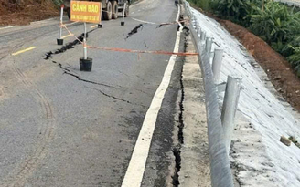 Sụt lún trên đèo Đại Ninh lan rộng, đe dọa an toàn giao thông quốc lộ 28B