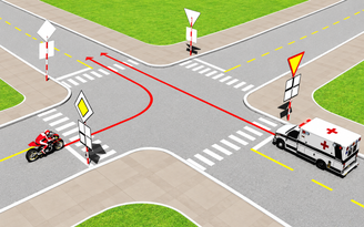Xe cứu thương có phải nhường khi gặp mô tô trên đường ưu tiên?