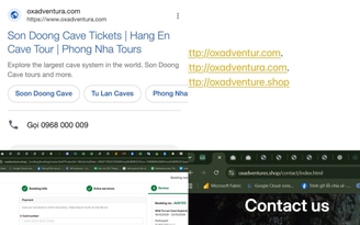 Cảnh báo website giả mạo Oxalis để lừa đảo bán tour Sơn Đoòng