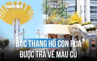 Bậc thang Hồ Con Rùa được trả về màu cũ