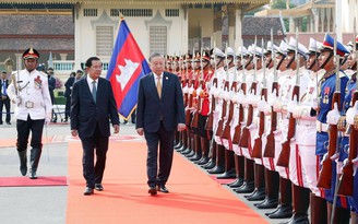 Lễ đón trọng thể Tổng Bí thư Tô Lâm thăm cấp nhà nước tới Campuchia