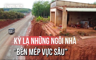 Hạ cốt nền đường ở Đồng Nai, nhiều nhà dân chênh vênh bên mép vực sâu