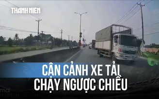 Cận cảnh xe tải chạy ngược chiều gây náo loạn đường phố Trảng Bàng