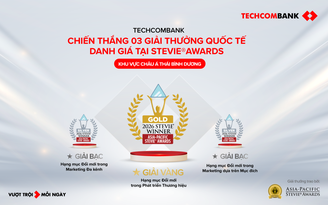 Techcombank xác lập ‘hat-trick’ Giải Vàng Stevie® Awards Châu Á - Thái Bình Dương