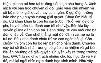 Dừng đứng lớp đối với 2 giáo viên chứng kiến phụ huynh vào trường đánh học sinh