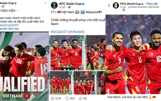 FIFA dí dỏm nhắc tên Hên Son Mạnh, AFC khen ngợi đội tuyển Việt Nam thắng hoàn hảo Malaysia