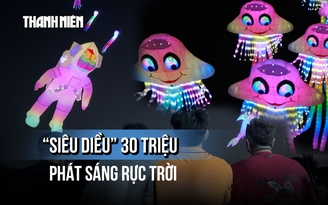 Choáng với 'siêu diều' 30 triệu phát sáng rực trời, dân tình kéo đến xem kín cánh đồng