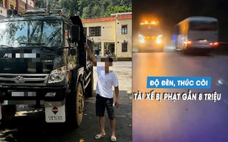 Tài xế xe tải bị phạt nặng vì thúc còi inh ỏi, độ đèn gây chói mắt