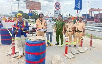 CSGT kiểm tra công trình sửa cầu Đồng Nai, phát hiện vi phạm dễ gây ùn tắc