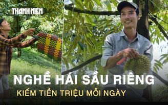 Leo cây ‘hái tiền’: Nghề thu hoạch sầu riêng kiếm tiền triệu mỗi ngày ở Lâm Đồng