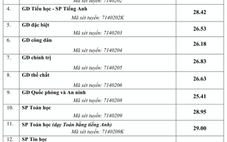 Điểm chuẩn ngành sư phạm toán tiếng Anh Trường ĐH Sư phạm Hà Nội là 29