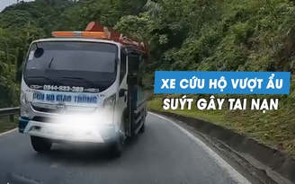 Xe cứu hộ vượt 'như tự sát', suýt gây tai nạn đối đầu trên đèo