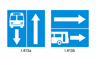 Phân biệt hai biển báo nền xanh, có hình xe buýt, mũi tên khác chiều thế nào?