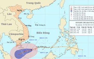 Bão số 1 sẽ suy yếu thành áp thấp nhiệt đới