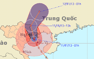 Tâm bão đang đi vào đất liền Hải Phòng - Quảng Ninh