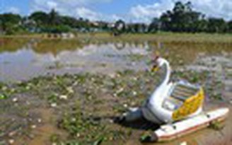 Hồ Xuân Hương cạn nước bất thường sau mưa lớn